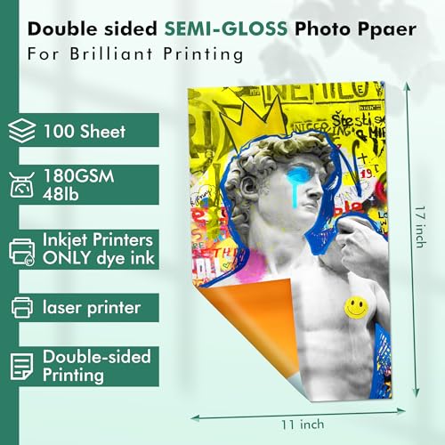 Koala Double Sided Semi-Gloss Photo Paper 11X17 Inch 100 Sheets 48LB - size: 11"X17"