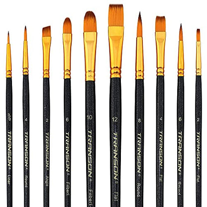 Transon 20pcs Art Painting Brush Set for Acrylic Watercolor Gouache Hobby Craft Face Painting Black - color: Black