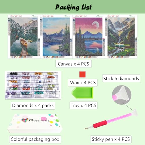 Lanzeyo Diamond Painting Kits for Adults, Landscape Diamond Art Kits, Diamond Dots Kits, Gem Art for Living Room Wall Art (Landscape) - color: 02 Landscape