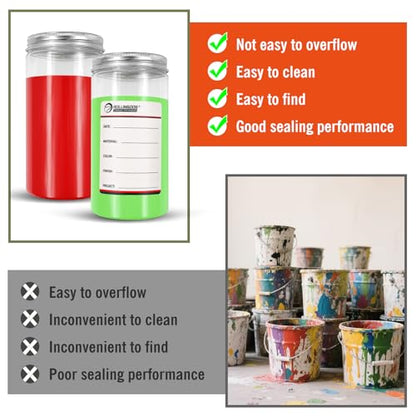 ROLLINGDOG 3 PC Plastic Paint Containers with Lids