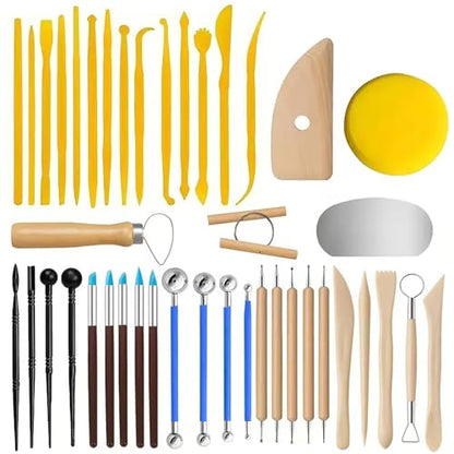 42PCS Clay Tool Set, Polymer Clay & Pottery Sculpting Tools | Clay Modeling Tools with Ball Stylus, Carving Tools, Cutting Wire & Sponge for Ceramic, Sugar Craft and DIY Crafts - color: 42Pcs