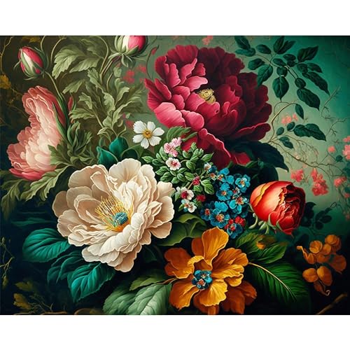 Arttoplus Flower Paint by Numbers Kit for Adults Canvas 16x20 inch | Flower Adult Paint by Number Kits on Canvas for Beginner, Acrylic Oil Painting by Numbers for Home Wall Decor (Without Frame) - color: MT12500-US
