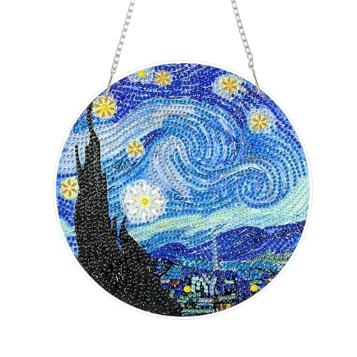 RYMILIE Hanging Diamond Art Kits for Adults Starry Night 8x8inch - color: DP03344