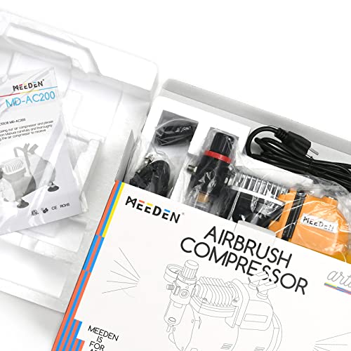 MEEDEN Airbrush Compressor Kit - 1/5 HP Quiet Air Compressor for Model Painting with 6 Feet Hose - color: Single - Yellow