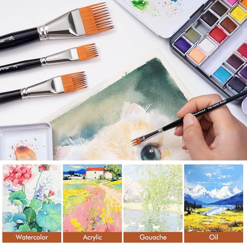 Fuumuui Grainer Brush Set–5pcs Professional Flat Comb Brushes for Unique Texture Painting Perfect for Artists Acrylic, Watercolor and Oil - style: Flat