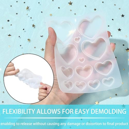 5 Pcs Jewelry Resin Molds - Silicone Heart Resin Casting Molds for Epoxy & Jewelry Making - color: 5pcs-135x120x8.5mm-heart resin silicone mold