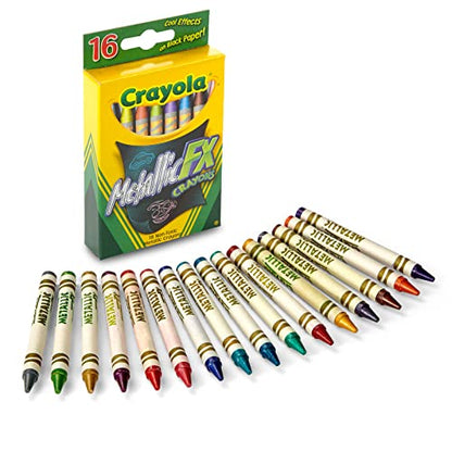 Crayola Metallic Crayons (16ct), Kids Crayons for Coloring and Drawing, Glitter, Shiny, and Unique Colors, Gift for Kids, Nontoxic, 3+