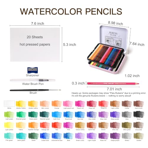 rubens 71 PCS Artist Watercolor Pencils Kit for Adult Drawing - size: 1 Count (Pack of 71)