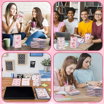 Fuyoooo 12 Pcs Pink Bow Diamond Art Notebook for Adults, 4.72 x 2.83 Inch | Coquette Bow Diamond Art Kits, Bowknot DIY Cover Notebook Diamond Painting for Beginners, 5d Journal Notepad Accessories - style: Pink Bow
