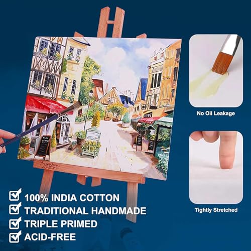 Stretched Canvases for Painting 8x24 Inch 5-Pack, 10 oz Triple Primed Acid-Free 100% Cotton Long Blank Canvas, Art Canvases for Oil Paint Acrylics Pouring & Wet Art Media, Pour Painting - size: 8"x24"(5-Pack), style: Studio