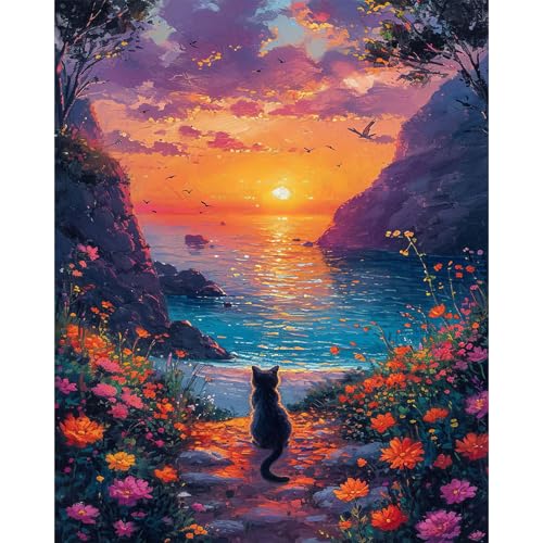 Sunset Paint by Numbers Kit for Adults Beginner Without Frame 16x20 IN - color: YOPNF08