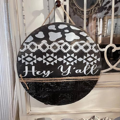 Welcome Stencils for Painting on Wood 12” Welcome Stencil for Wood Sign Doormats Half Round Hello Stencils for Door Mat Fabrics - style: Daily 22p