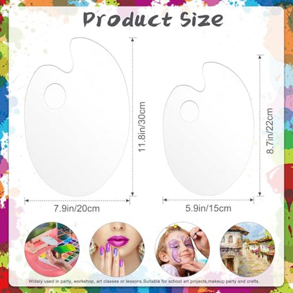 2Pcs Acrylic Clear Paint Palette with Thumb Hole,11.8 x 7.9+9.8 x 5.9In | Paint Pallet for Adults,Easy Clean Non-Stick Artist Pallet for Oil Watercolor Craft DIY Art Painting Palette - color: Clear-11.8*7.9+9.8*5.9inch