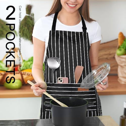 2 Pack Kitchen Cooking Aprons, Adjustable Bib Soft Chef Apron with 2 Pockets for Men Women - color: Red