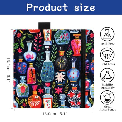 5x5 Watercolor Sketchbook,Mixed Media Pad,Travel Portable Drawing Journal | 140LB/300gsm 20Sheets/40Pages Watercolor Paper,Cold Press,Cloth Fabric Hardcover,Sewing Binding,Lay-Flat.Magic Bottle - color: 300gsm-Magic Bottle