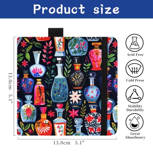 5x5 Watercolor Sketchbook,Mixed Media Pad,Travel Portable Drawing Journal - color: Magic Bottle