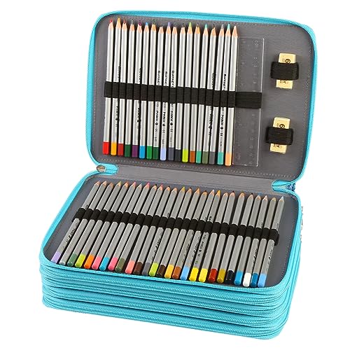 250 Slots Pencil Case 5-Layer Zipped Holder w/Handle - color: Daisy, size: 250