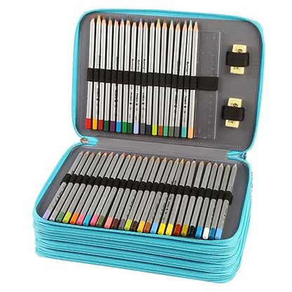 250 Slots Pencil Case 5-Layer Zipped Holder w/Handle - color: Daisy, size: 250