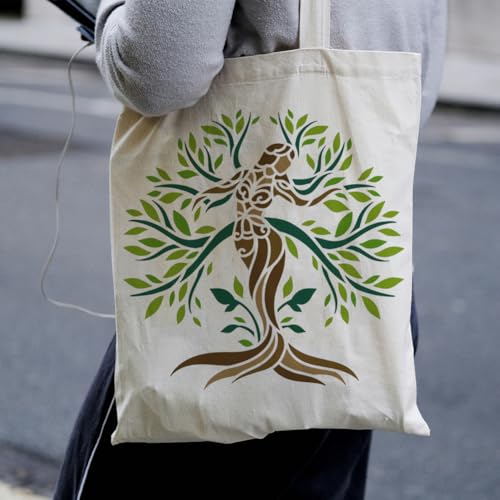 11.8"x11.8" Tree of Life Wall Stencil Templates, Mandala Woman Tree Reusable Plastic Stencils for Painting on Wood Floor Tile Fabric Glass Furniture DIY Home Decor Template | 11.8" x 11.8" Plastic Craft Stencil, Tree of Life Wall Stencil, DIY Home Decor T