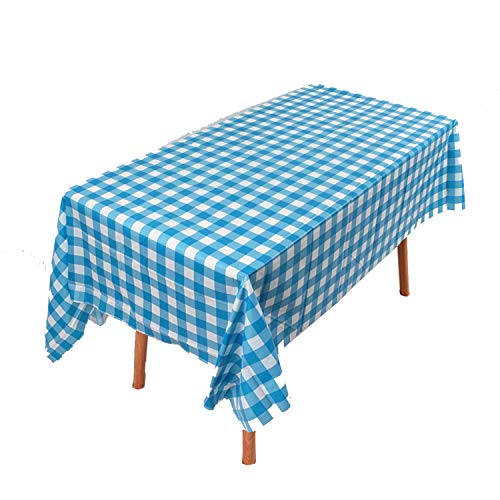 BRICHBROW 3Pcs Blue and White Plastic Checkered Flag Tablecloths - color: Blue/White