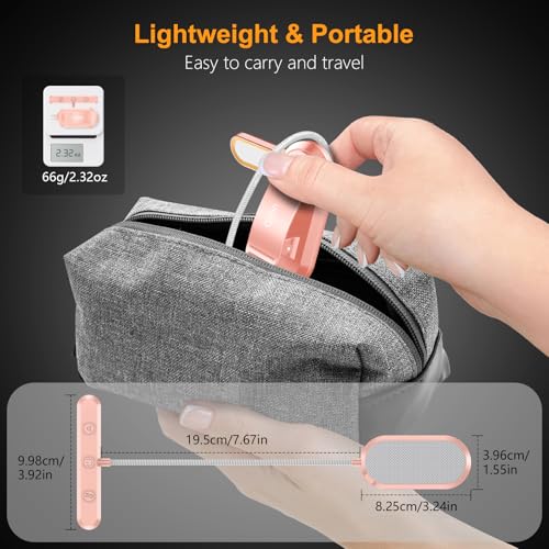 Gritin Rechargeable Book Light for Reading in Bed with 19 LED | Eye Caring 3 Color Temps, 5 Brightness Levels, Memory Function, 90 Hrs Runtime Flexible Goose Neck Clip on Light-Pink - color: Pink