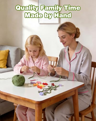 WaldyWop Crochet Kit for Beginners: 8 Flower Bookmarks Knitting Kit w/Video - color: Flower Bookmarks