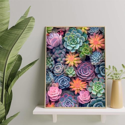 Ycydilirab Succulent Paint by Numbers Kits for Adults Beginners-Succulent Plant Paint by Number for Adult,Easy Canvas Paint by Numbers for Adults for Home Wall Decoration and Gifts 16X20 inch - color: succulent, size: 16x20in