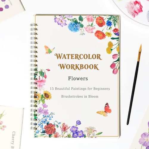 Flower Watercolor Workbook for Adults and Beginners | Water Coloring Books, Step by Step Self Study, Relaxing Watercolor Sketchbook, Art Practice & Creative Fun, Book Only - color: c-flower