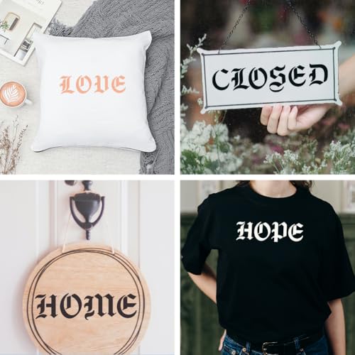 MAYJOYDIY 2 Pcs Gothic Alphabet Stencil 26 Letters Painting Stencils 11.8×11.8 Inch Reusable 0-9 Numbers Drawing Template with Paint Brush for Craft on Window Wood Wall Home Decor - style: Letter