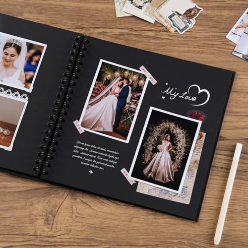 potricher 10 x 10 Inch DIY Scrapbook Photo Album 40 Pages, Black - color: Black, size: 10 Inch 40 Pages
