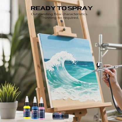 Airbrush Paint 6 Colors, Ready to Spray Airbrush Paint Set, Water-Based Acrylic Air Brush Paints for Metal, Plastic Models, Canvas, Wood, 0.67 Fl Oz/20ml - color: 6 Colors