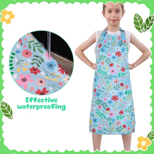 2 Pack Kids Apron, Cute Cooking Aprons, Waterproof Art Apron with Pockets, Toddler Painting Artist Apron Adjustable - color: Wildflowers and Daisies, size: 40*50cm