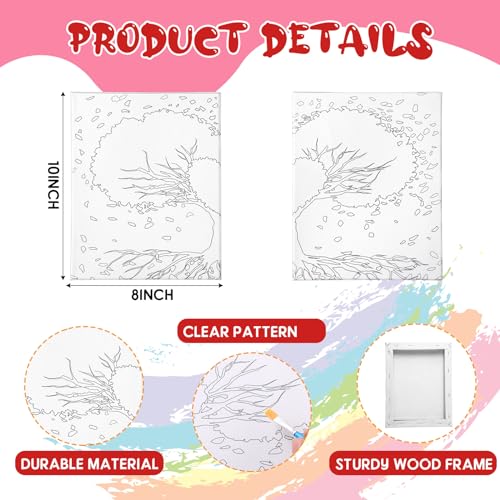 Zhanmai 2 Pack Sip and Paint Kit for Couples Date Night | 8 x 10 Inch, Pre Drawn Tree of Love Canvas, Paint Party Supplies, Romantic Adult Activity, Includes Easels Aprons Brushes Set - size: 8 x 10 Inch, style: Tree of Love