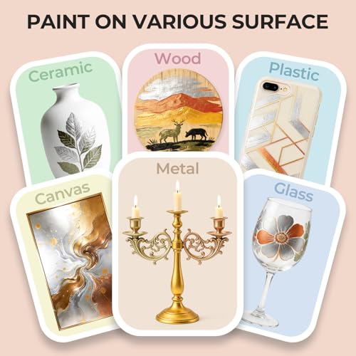 Nicpro Acrylic Paint Metallic, 6 Colors Gold, Silver, Copper, Brass, Bronze, DeepGold, 24oz/720ml Gold Leaf Paint, Non Toxic, Non Fading Paints for Art Painting, Handcrafts, Ideal for Multi-surface - color: Gold, Silver, Copper, Brass, Bronze, Deep Gold,