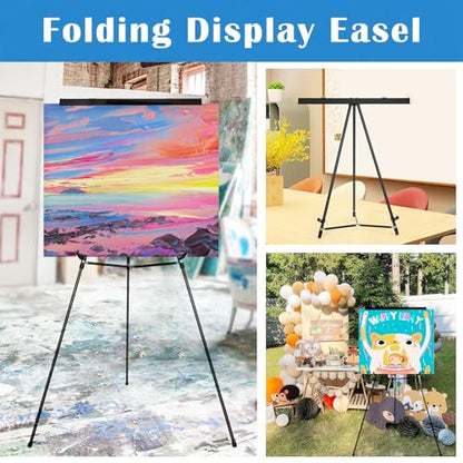 Falling in Art Extra Large 70" High Flip Chart Tripod Display Easel, Black | Heavy Duty Aluminum Presentation Stand, Showroom Display Stand for Signs, Paintings, and Posters - style: 70'' Black 1-Pack
