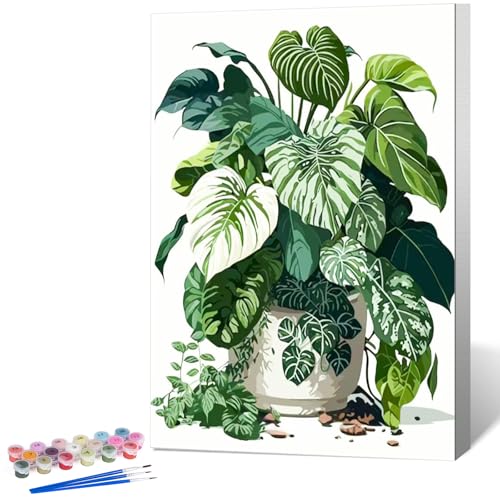 Framed Paint by Numbers Kit for Adults, Tropical Plant Decor 8x12 Inch | Paint by Number with Frame, DIY Acrylic Painting Kit for Relaxation, Easy for Beginners, Wall Decor Gift for Plant Lovers - color: OPFUS2508-03