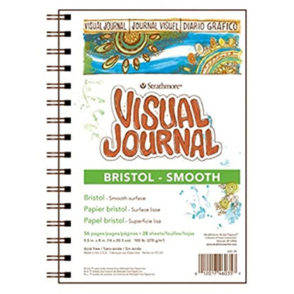 Strathmore Wire Bound Visual Journal, 100 lb. Smooth Bristol, 9 X 12 inches, White, 28 Sheets (460-39) - size: 9x12, style: Bristol Smooth