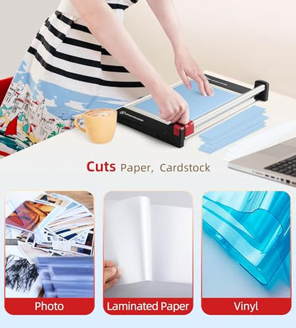Firbon 12 Inch Rotary Paper Trimmer with Replaceable Blade | Heavy Duty 6-Sheet Capacity | Cut Paper, Cardstock, Photo & Scrapbooking Crafts | Office, School & Home Use - size: 12-Inch