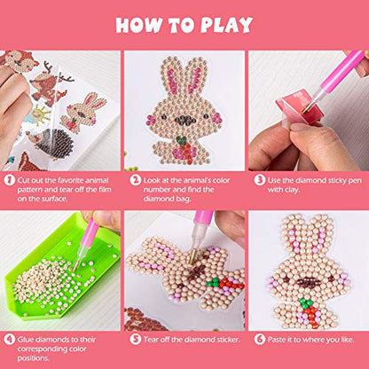 Labeol Diamond Art Kits for Kids Boys and Girls Ages 6-8-10-12 Easy to DIY Creative Diamond Art Sticker Craft by Numbers Kits for Kids and Adult Beginners (Animal) - style: Animal