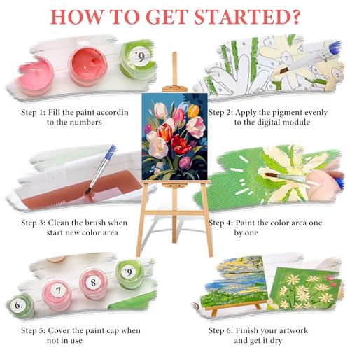Paint by Numbers Kit for Adults Beginner, Colorful Tulip Bouquet 16x20 Inch - color: LBUSOPNF1P05