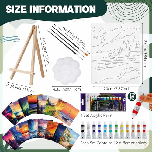Zhanmai 88 Pcs 8 x 10 Inch Pre Drawn Canvas for Painting Kit Pre Stretched Canvas for Sip and Paint Party Favor Coloring DIY Virtual Party Birthday Gifts Adult's Date Night(Oil Painted Landscape) - style: Oil Painted Landscape