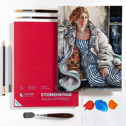 Stonehenge Aqua White Medium Weight Block, 140lb, Hotpress, 15 Sheets for Wet and Dry Media (12X16) - size: 12 x 16 inches