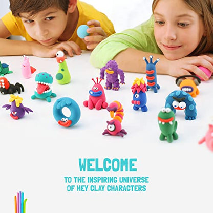 Hey Clay Animals - Claymate Rabbit - Colorful Modeling Air Dry Clay for Kids - Air Dry Clay Kit 3 Cans with Fun Interactive App - color: Rabbit