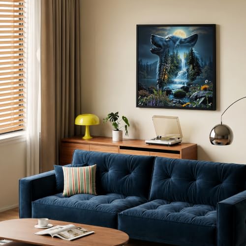 Mosaflare 5D Wolf Diamond Painting Kits for Adults 13.7x13.7 Inch - color: KM1233-1