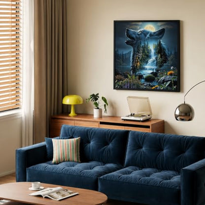Mosaflare 5D Wolf Diamond Painting Kits for Adults 13.7x13.7 Inch - color: KM1233-1