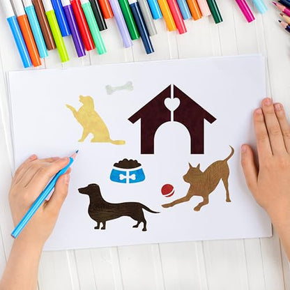 NAKLEO Painting Stencils for Kids, 8 Pcs Set 6x6” Dogs, Children Creative Drawing Templates Plastic and Reusable, DIY Decoration Arts and Crafts, Paper Wall Wood Fabric | Creative Drawing Stencils, Plastic Reusable Painting Stencil DIY Crafts, Paper Wall