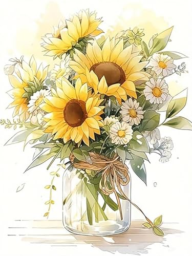 Diamond Painting Kits for Adults, Sunflower 5D Diamond Art Painting | Full Drill Round DIY Gem Painting, Diamond Dot Gem Art Painting Kits for Relax, Home Wall Art Decor 11.8 X 15.7 inch - color: KM630-1