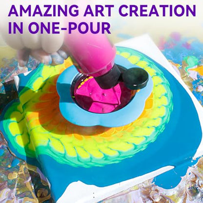 OPHIR Acrylic Pouring Paint Set, 10 Colors with Pouring Medium & Varnish | Complete Paint Pouring Kit Includes Canvases, Glitter Powder, Aprons, Gloves & Table Covers for DIY Projects - color: Complete Pouring Paint Kit (Beginning Kit)