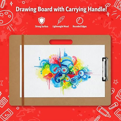 Artlicious Portable Drawing Board with Handle - Sketch Clipboard Artists - size: 13x17
