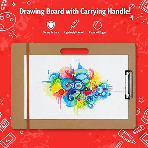 Artlicious Portable Drawing Board with Handle - Sketch Clipboard Artists - size: 13x17